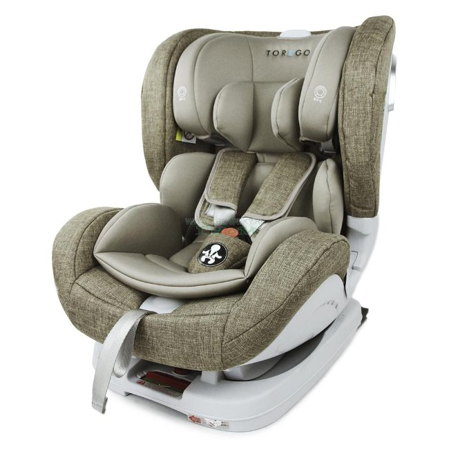 Автокресло "TOREGO" DRIVE JM05  (от 0 до 25 кг с системой ISOFIX) съемная база Коричневый/Лён